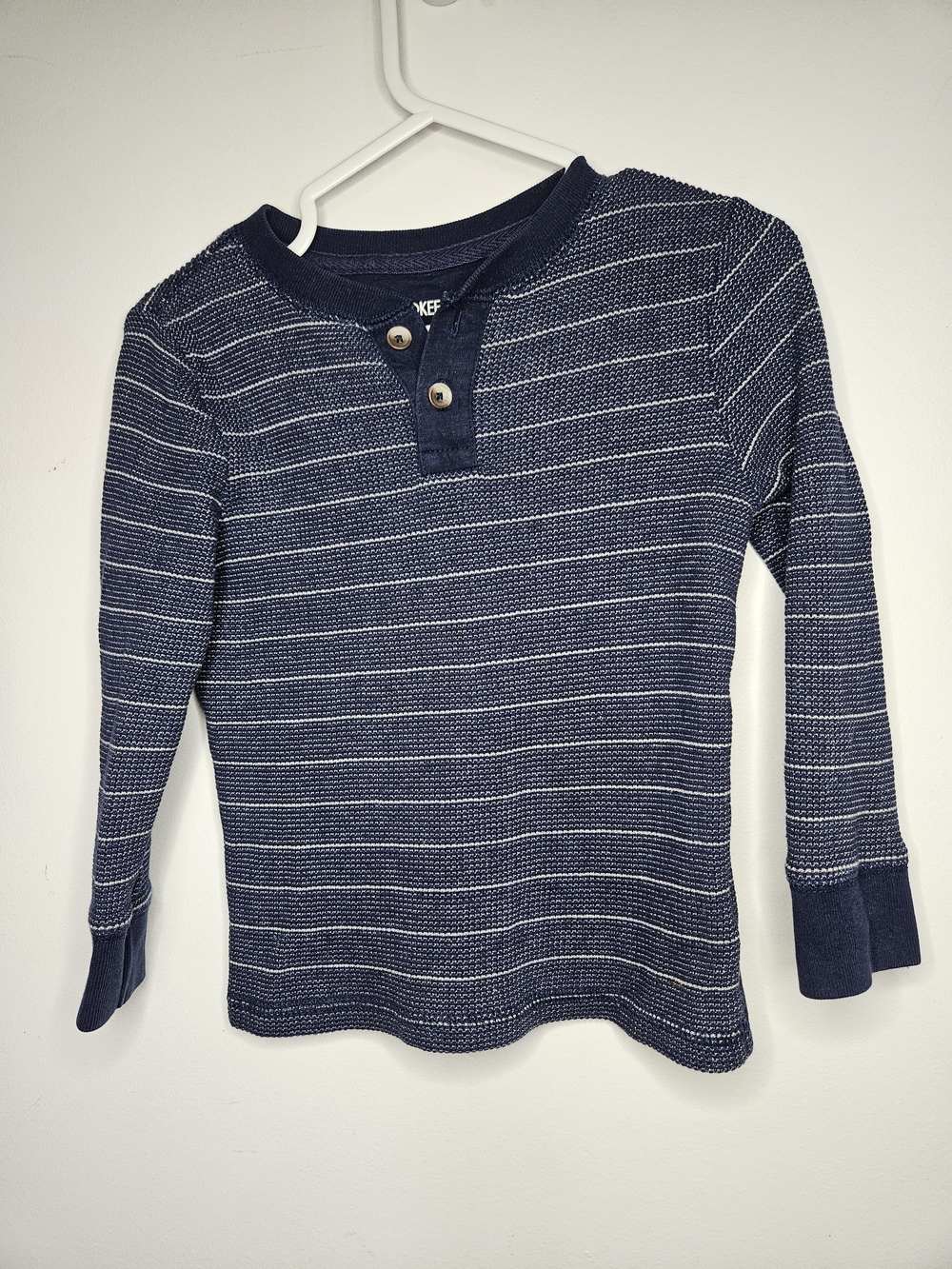 Cherokee Boys Blue Striped Waffle Knit Henley Long Sleeve Shirt Size 3T🩷